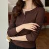 Navava Unisex NT3046 Ribbed Basic Henley Neck Long Sleeve T shirT