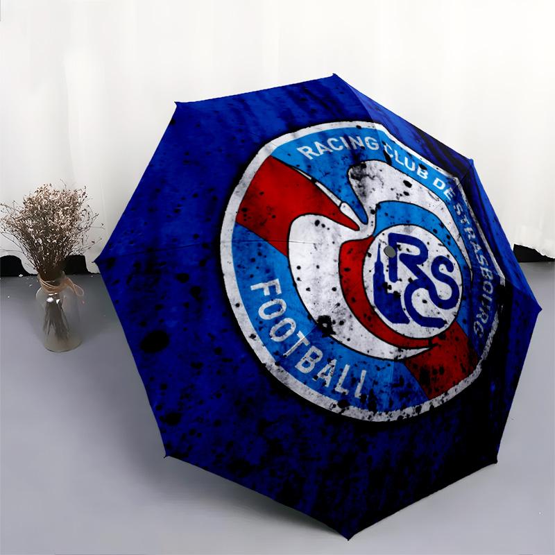 RC Strasbourg Alsace pattern, automatic folding umbrella, portable and foldable design, 8 ribs, a Christmas or birthday gift.