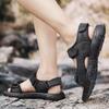 Sommer Neue Herren Ledersandalen Leicht und Bequem Klettverschluss Strandschuhe Retro Extra Groß Outdoor Freizeit Sportsandalen