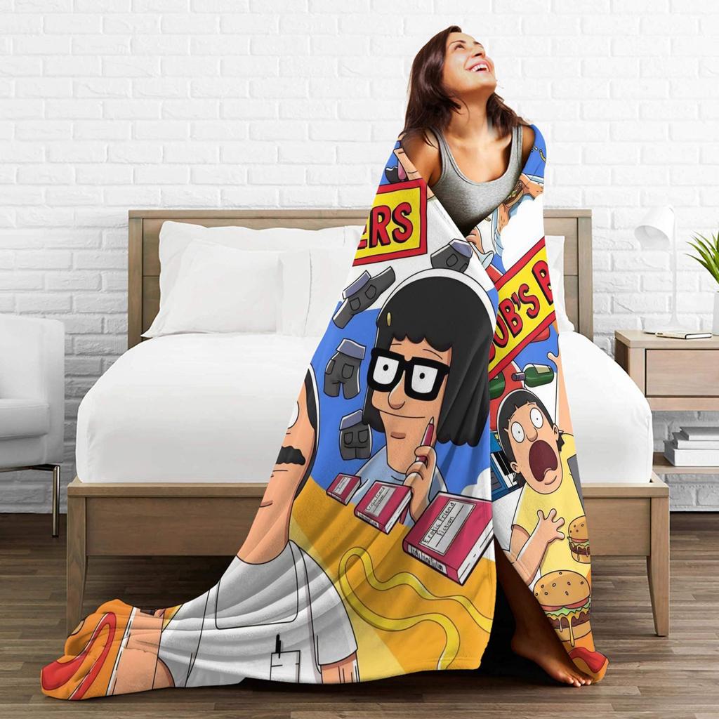 Super Soft B-Bob Burgers Thanksgiving Throw Blanket Premium Flannel Fleece Lightweight Bed Blanket Warm Plush Bedspread