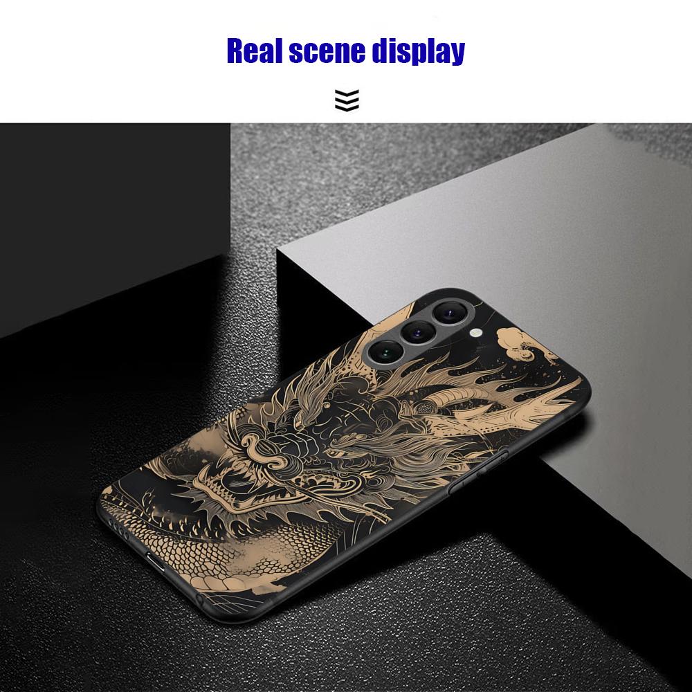 Japanese Dragon Popular Art Phone Case For Samsung Galaxy S26 S25 S24 S23 S22 S21 Plus Ultra Note20 Soft Black