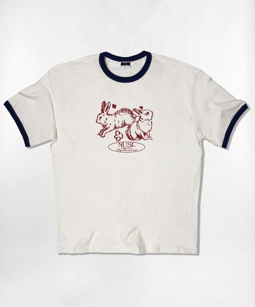 Nasyujeueol Drawing Rabbit Ringer Short Sleeve T-Shirt 4 Colors