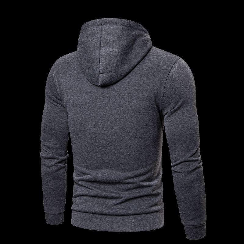2025 Men's Trendy Solid Color Hooded Sweatshirt - Autumn/Winter Versatile Casual Pullover