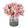 5 Forks 15 Heads Silk Artificial Flowers Rose Wedding Bridal Bouquet Festival Decoration Home Room Arrangement Flower Accessory