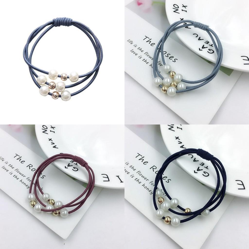 Korean Version Of The Three-strength Rubber Band High-elastic Pearl Head Rope For Women And Girls