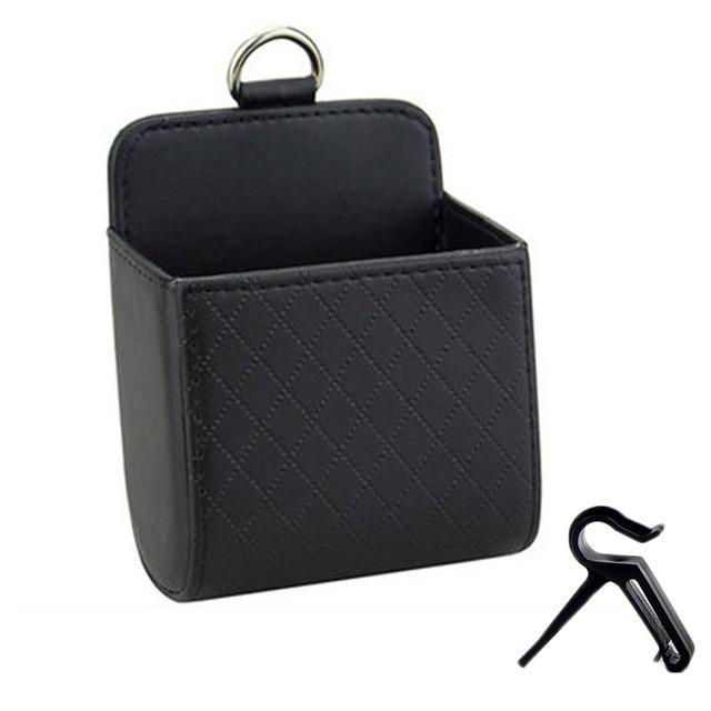 

1pc Car Storage Bag Air Vent Dashboard Tidy Hanging Leather Organizer Box Glasses Phone Holder Storage Organizer Car Accessorie чорний
