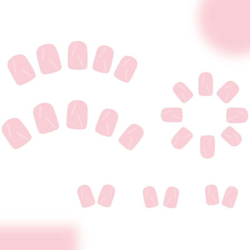 24Pcs Square Press on Nail Glossy Design French Fake Nail Acrylic False Nail,Artificial Nail Glues on Nail for Womens