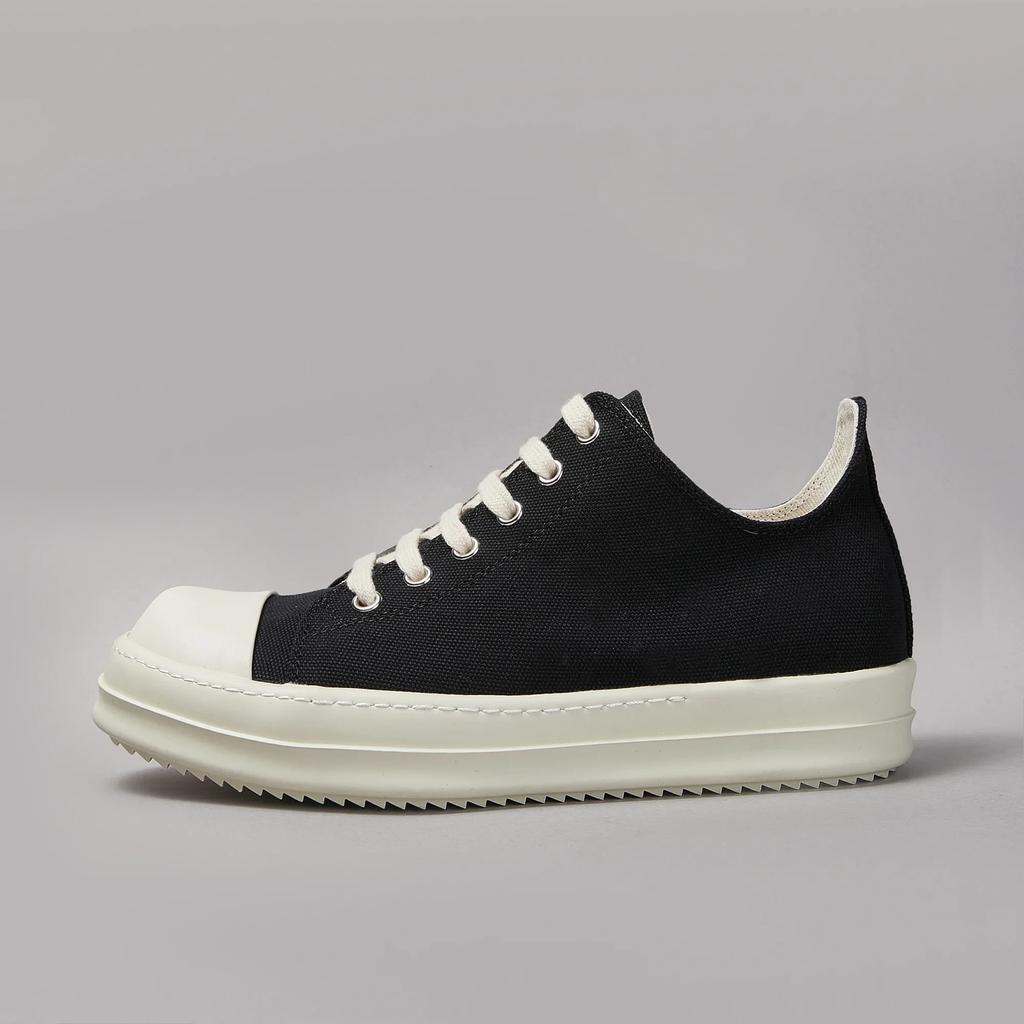 Zapatillas de lona de caña baja para hombre y mujer, clásicas, de calidad, negras, con cordones, de diseñador, de lujo, con suela gruesa, informales, planas.