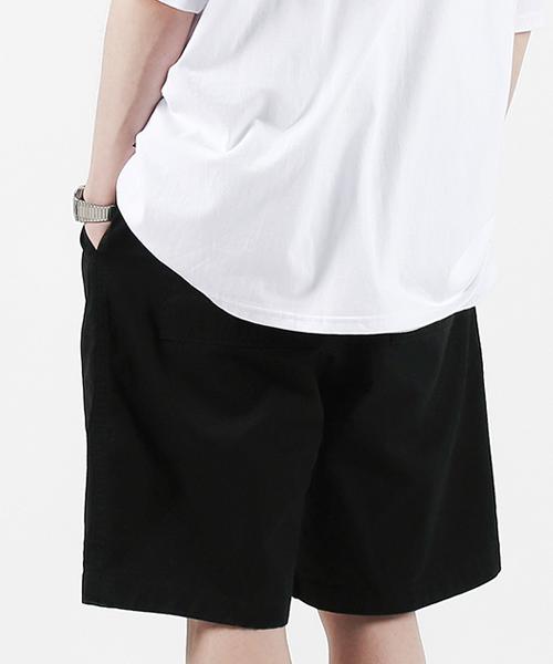 Modernoment Double-Tuck Chino Washed Wide Shorts [Black]