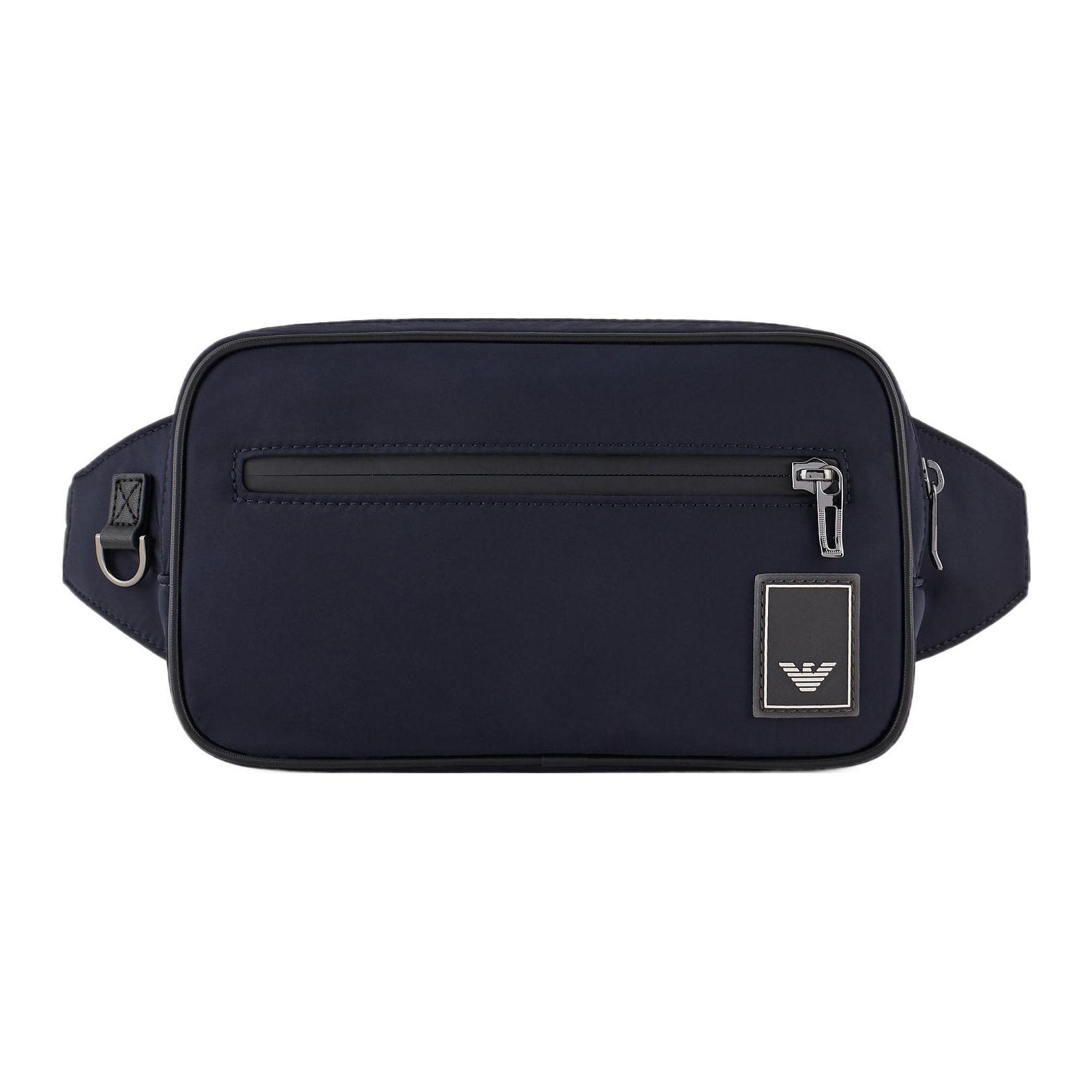 Emporio Armani Logo Patch Zipper Closure Nylon Waist Bag Men waist bag Blue Y4O427-Y700J1-80033 Basic Set (Bag+Dust Bag)