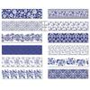 Blue & White Washi Tape Set; Pretty Chinoiserie Designs; 12 Rolls! Decorative Tape; Journaling, Scrapbooking