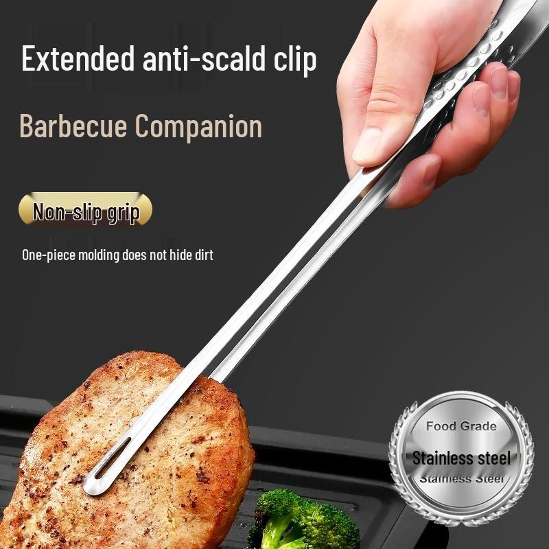 410 Stainless Steel Korean Barbecue Tongs for Steaks & Buffet