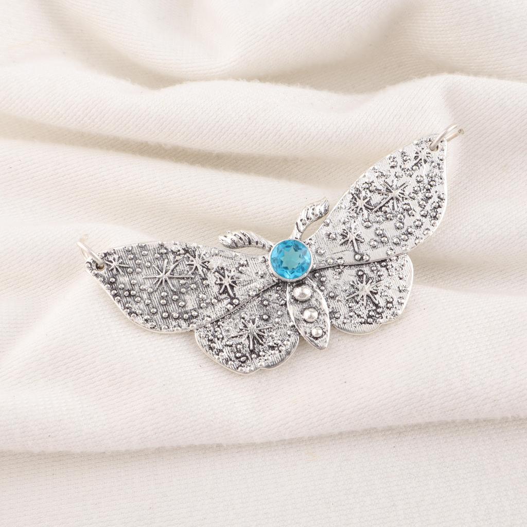 Swiss blue Topaz Pendant Gemstone Jewelry, 925 Solid Sterling Silver Pendant, Gift For Women Handmade Pendant