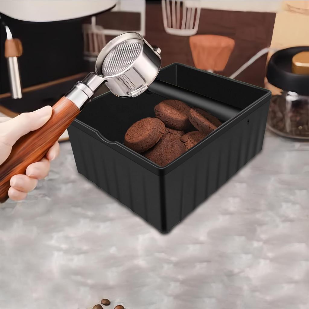 Coffee Knock Box, ABS Coffee Grounds Knock Box, Espresso Knock Box with Knock Bar and Non-Slip Rubber Base, Shock Absorbent Durable Barista Espresso