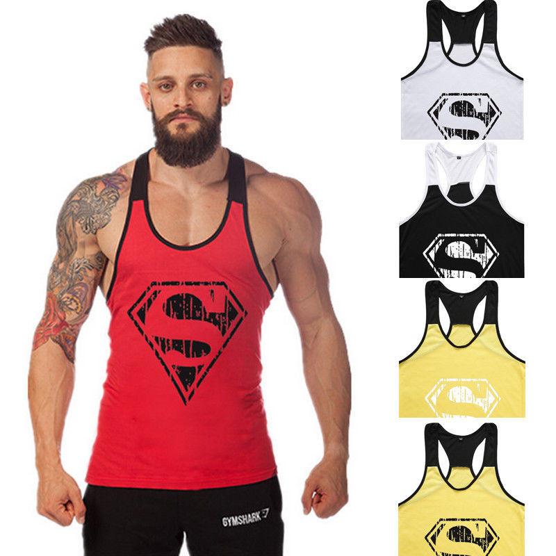 Superman Pattern Mens Sports Vest With Cotton Fabric For Summer Workout And Active Lifestyle