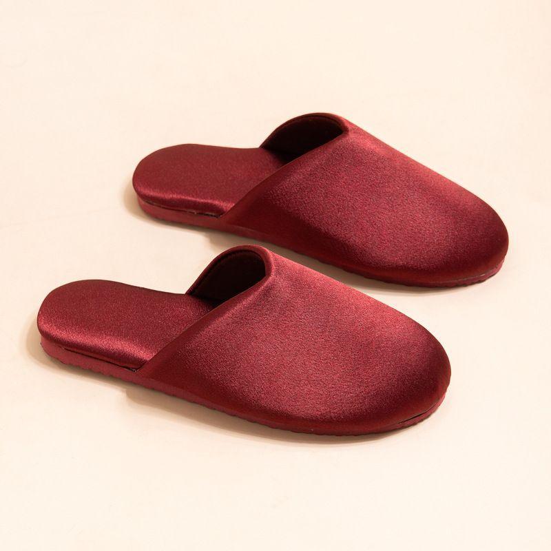 

Свадебные тапочки праздничные бордовые тапочки для жениха и невесты с мягкой подошвой, нескользящие домашние тапочки 44-45