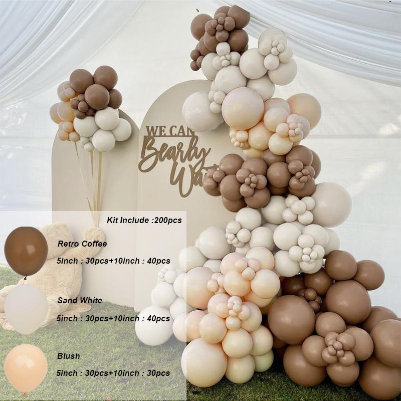 Coffee Brown Beige Balloon Garland Arch Kit Baby Shower Rustic Wedding Decoration Engagement Boy Girl Birthday Party Supplies Baptism Christenin