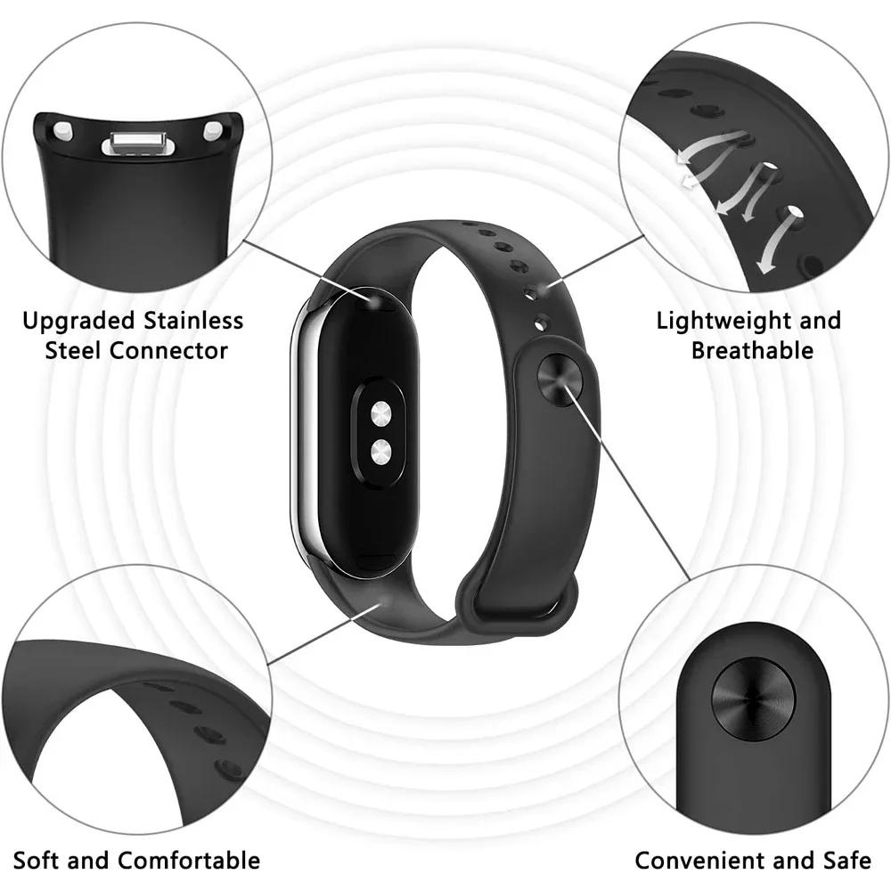 Sport Silicone Strap for Xiaomi Mi Band 9 NFC Replacement Bracelet Belt for Xiaomi Mi Band 8/9/10 Wriststrap Smart Watch Accessories