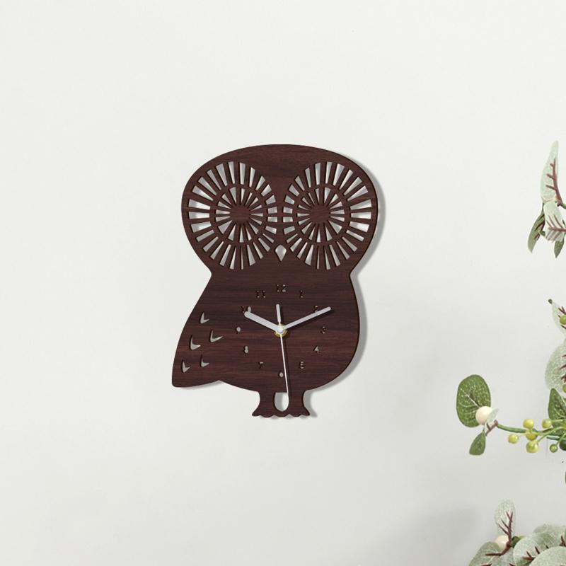 Owl Wood Clock for Creative Animal Children Holiday Gift Supplies for Home Office Dormitory Decoration Birthday Gift