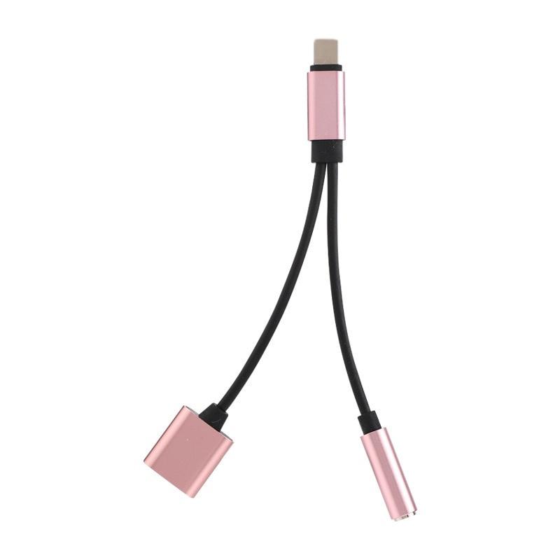 Adaptér Nabíječka Audio kabel 2 v 1 nabíjení na 3,5 mm jack sluchátka Aux převodník pro Apple Iphone 7 8