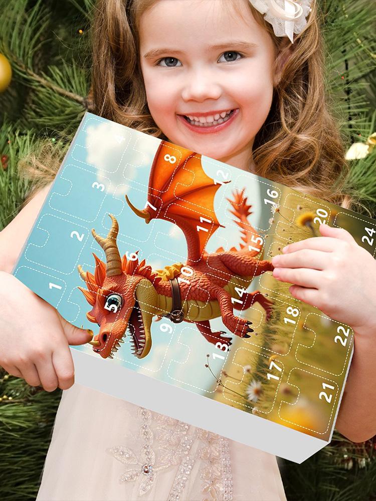 Christmas Countdown Calendar 2D Acrylic Christmas Tree Dinosaur Pendant Tree Ornament Decoration Party Favors for Holiday Car