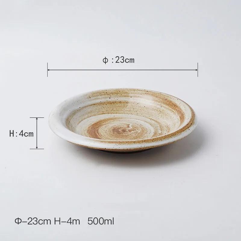 Vintage Reverse Mouthed Ceramic Dinner Plate Salad Shallow Dessert Plates Pasta Specialty Tableware