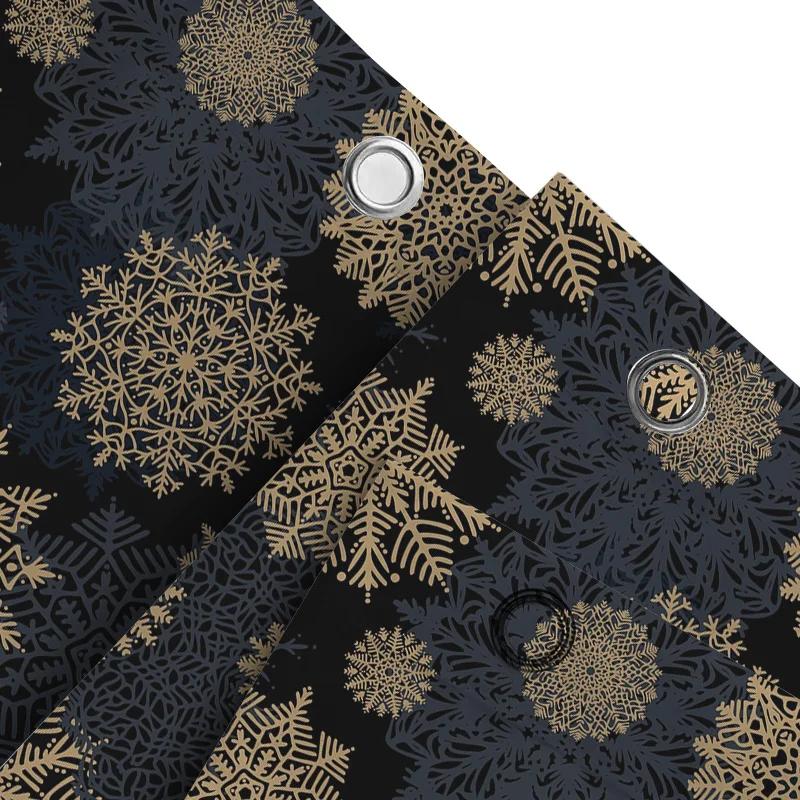 Golden Snowflake Shower Curtain Waterproof Fabric Bathroom Decoration Home Accessories In Black Gold Colorful Patterns