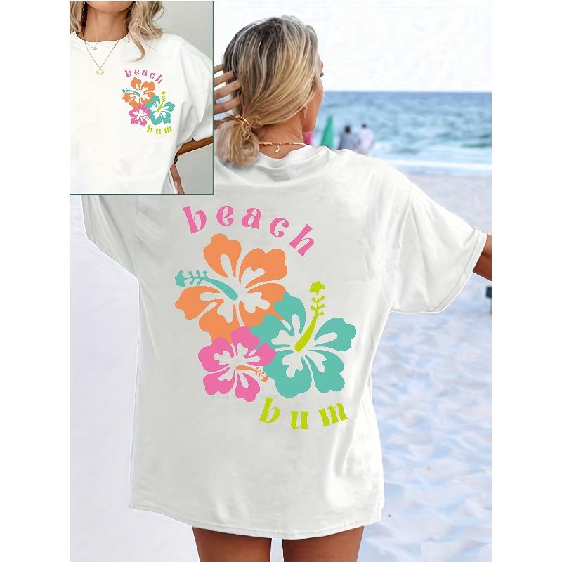 Women's Floral Off-Shoulder Short Sleeve Round Neck Casual Top Spring Summer Fashion