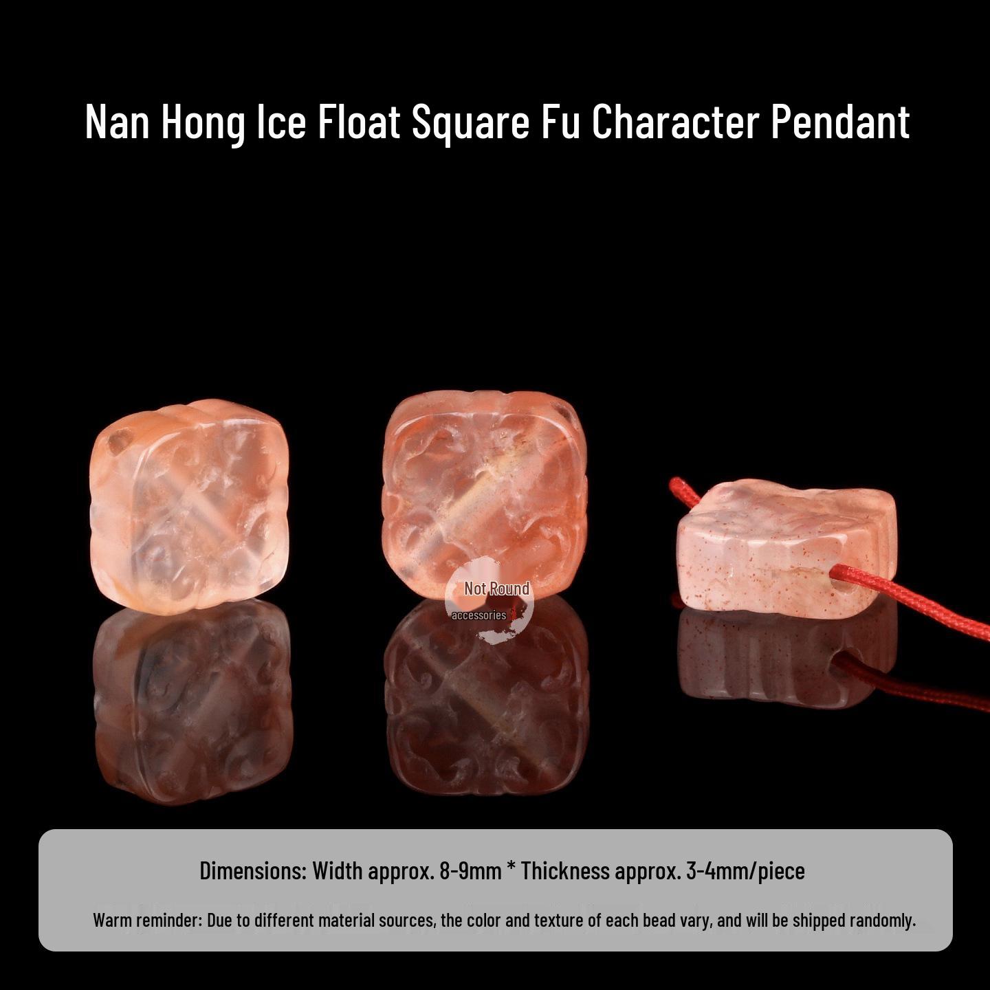 Nan Hong Agate Ice Float Water Red Rhombus Talisman with Ruyi and Auspicious Clouds Beaded Charm детали