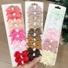 10Pcs/Set Solid Kids Bows Hair Clips for Baby Girls Handmade Ribbon Bowknot Hairpin Barrettes Daily Hair Accessories