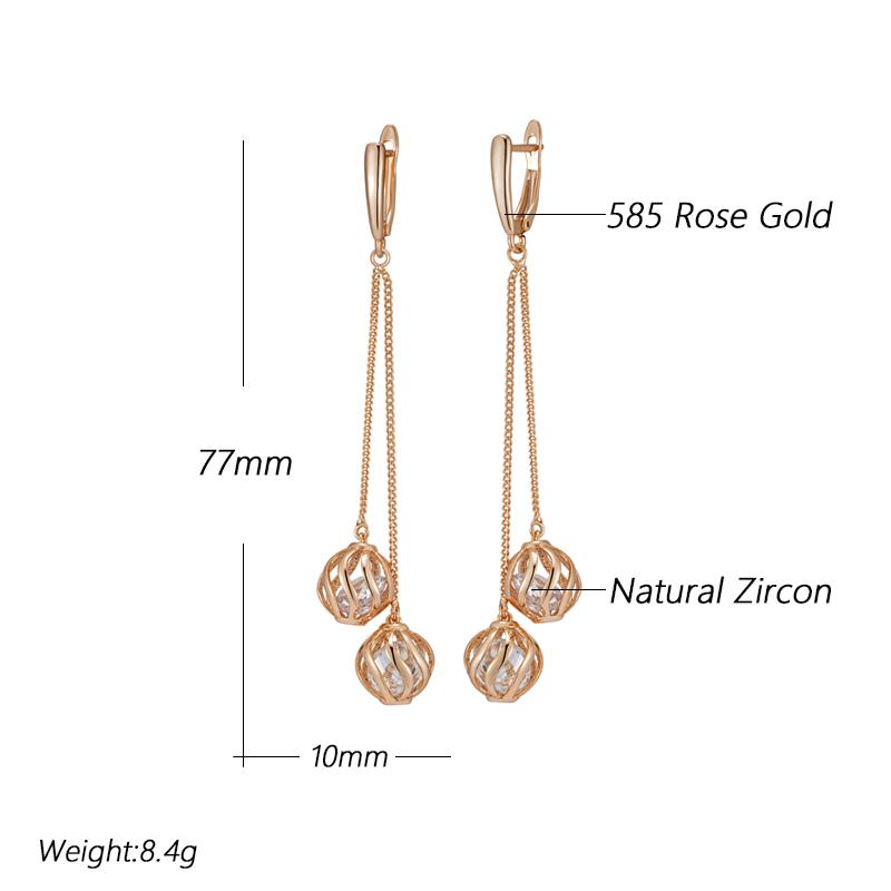 Trendige Lange Quasten Ohrhänger für Damen Mode Roségold Farbe Natürlicher Zirkon Feiner Alltags Schmuck Kristall Geschenk