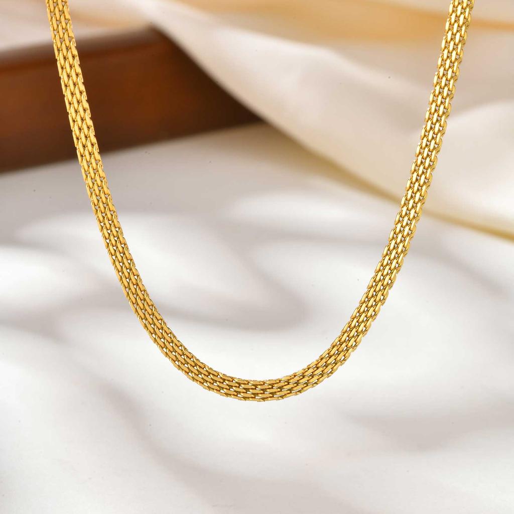 3/8mm Vintage Mesh Choker Necklace for Women,Stainless Steel Thick Chain Necklaces, Trendy Waterproof Jewelry Gift
