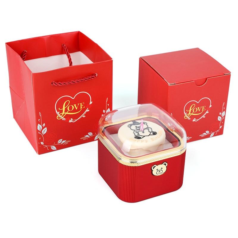 Fashion Cute Flip Necklace Box Romantic Dustproof Rotating Rose Box Automatic Plastic Necklace Storage Case Birthday