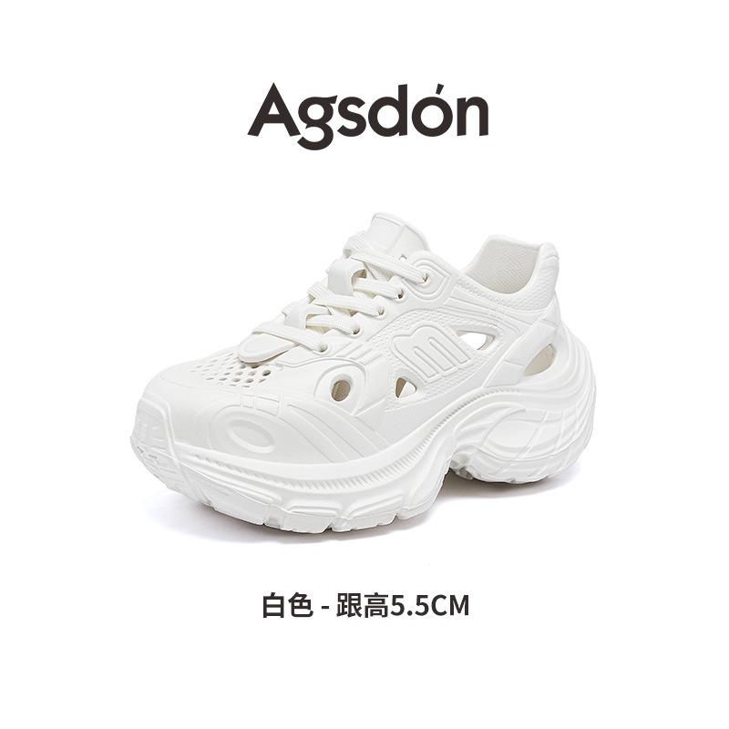 Augustine sports dad sandals women's 2025 new spring and summer hole white shoes soft-soled wading beach shoes
