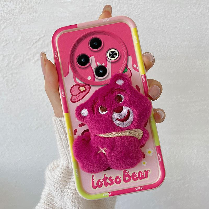 KEYSION Cute 3D Cartoon Plush Case for Infinix Spark 30C with Lanyard Soft Silicone Shockproof Phone Cover for Infinix Spark 30C