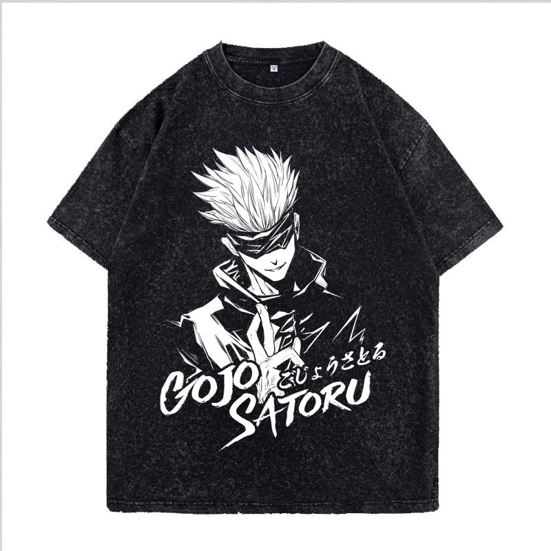 Anime Jujutsu Kaisen Ryomen Sukuna Cool Printed T-shirt Men Manga Cotton Tshirts Vintage Washed T Shirt Harajuku Male Tops