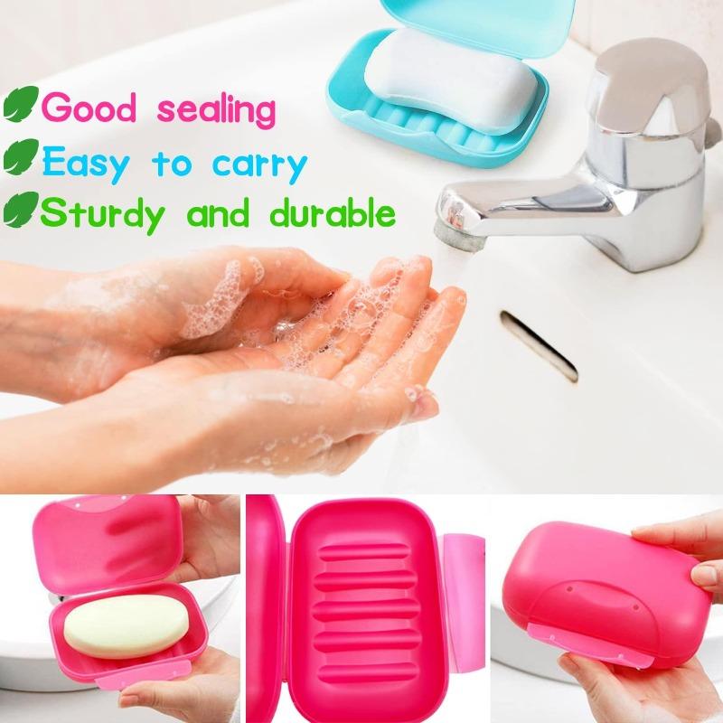 1/3pcs Travel Leak Proof Soap Case, with Removable Drain Tray & Lid, Candy Colors, Portable for Shower, Camping, Gym