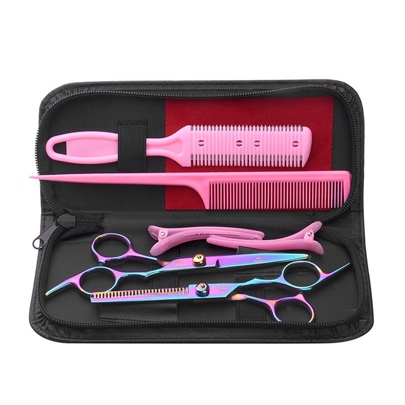 Multicolor Hairdressing Scissors Set: Serrated & Straight Shears for Cutting and Styling