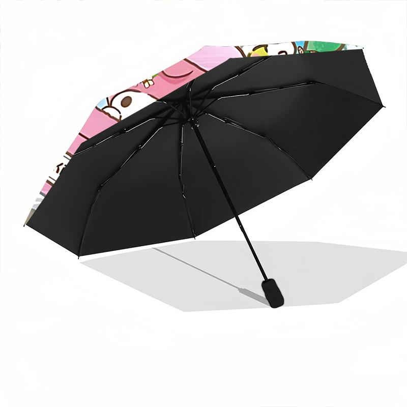 1pc Hello Kitty Auto Open Close Umbrella - Portable Three-Fold Design with 8-Bone Iron Frame, Outdoor, Gift for Fans, Travelers, Everyday Use.N048