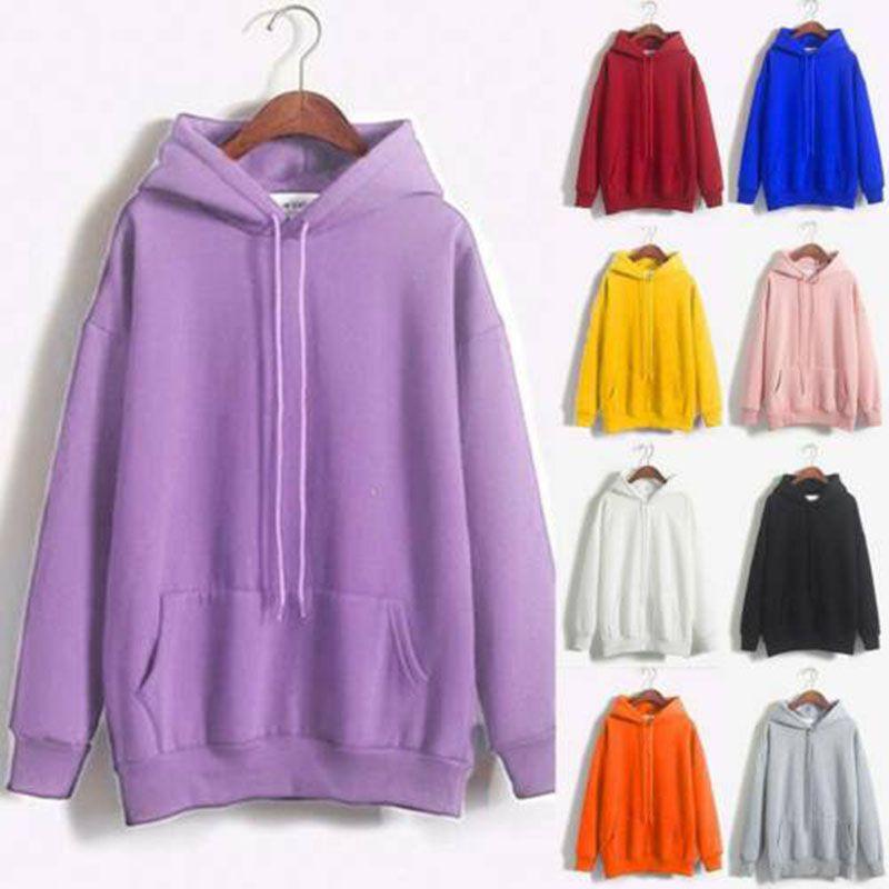 Hoodies Women Ladies Hooded Oversize Jumper Loose Long Sleeve Sweatshirts Plain