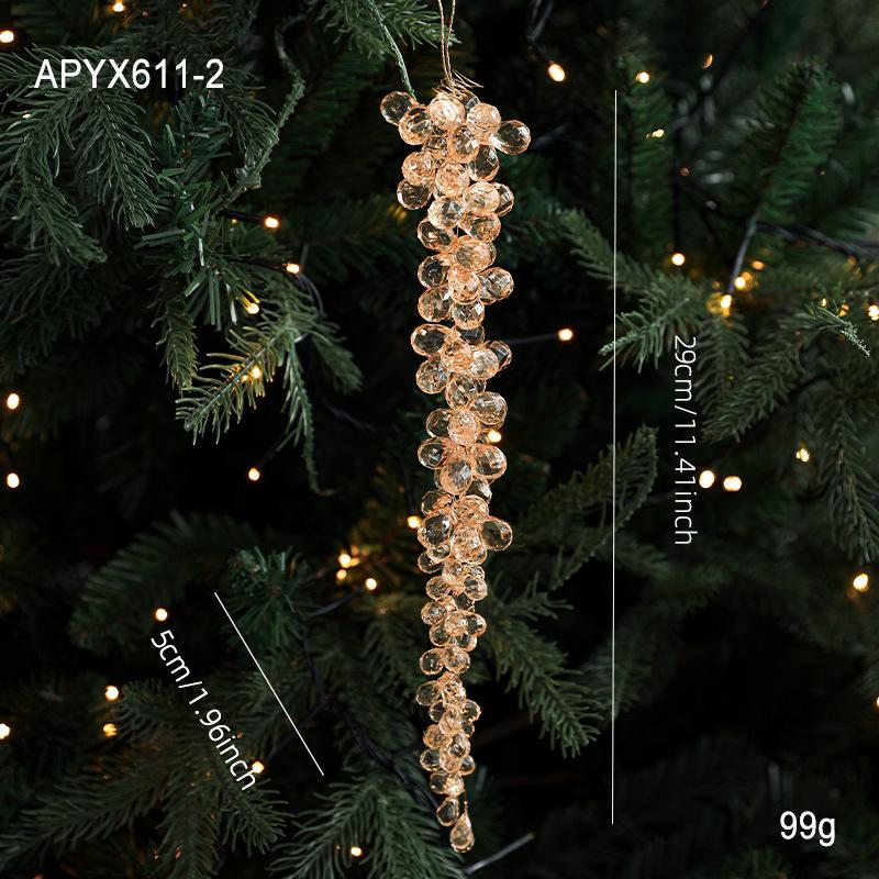 Christmas Tree Pendants Glitter Transparent Acrylic Beads Drop Pendant Petal Beading Ornaments Home Xmas Party DIY Decoration