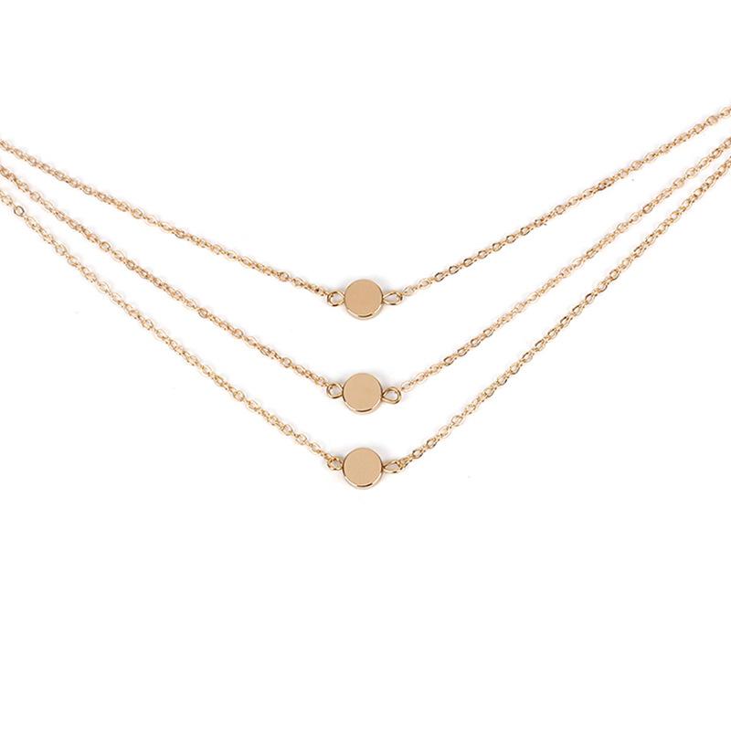 Ins Viral Multi-layer Metal Sequin Pendant Necklace, Trendy Clavicle Chain