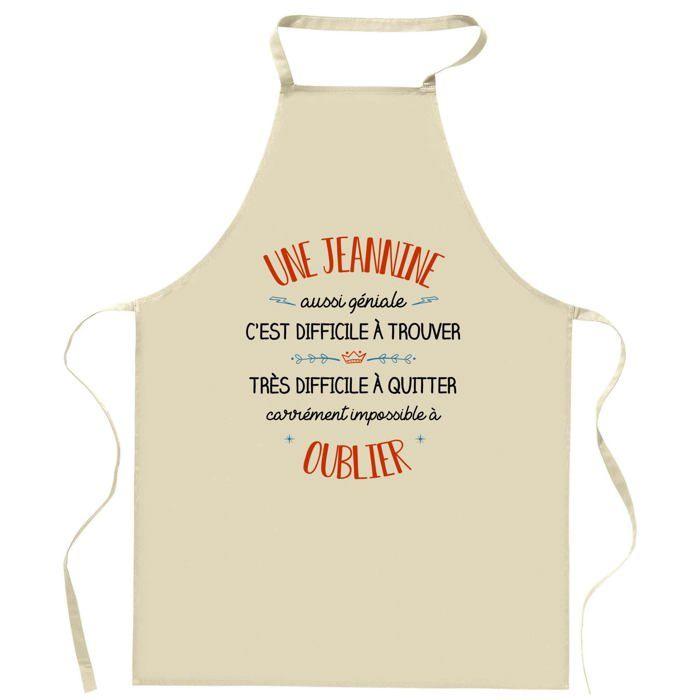 Tablier de cuisine - Planetee « Une Jeannine Aussi Géniale » - Impression bretonne - Coton épais - Liens ajustables