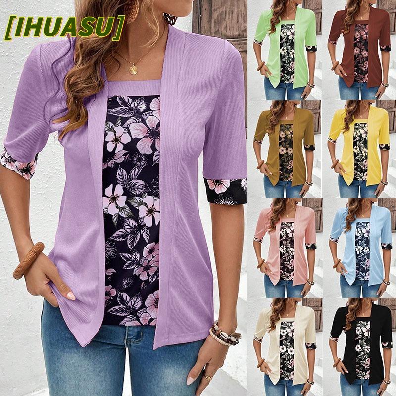 IHUASU Women's Fashion Casual Short Sleeve Blouses & Shirts