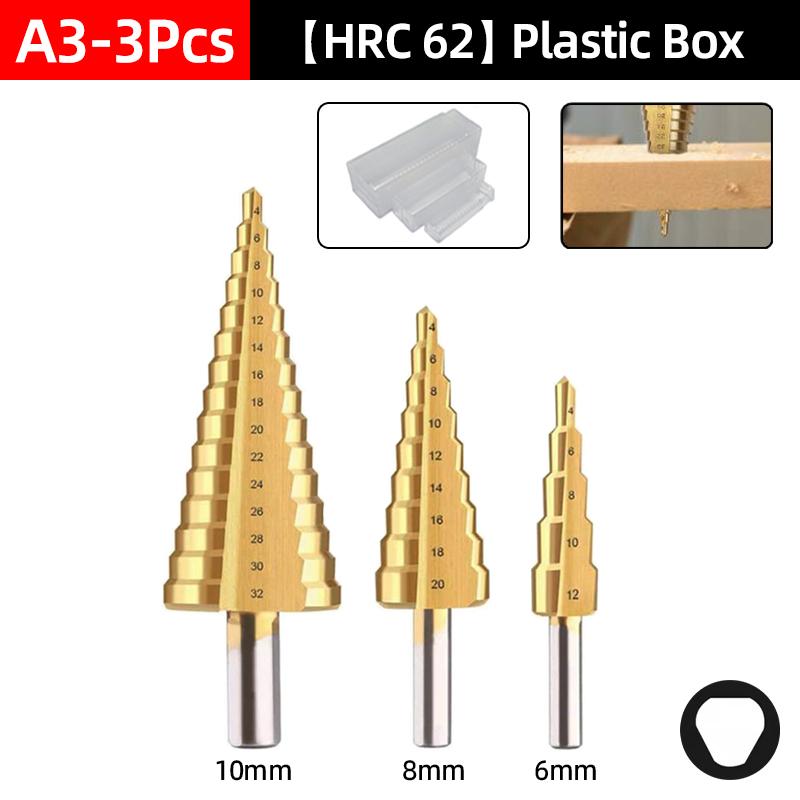 HSS Titanium Step Drill Bit Set For Metal Wood Punch Hole Cutter Conical Stage Stepped Drills Power Tools 3-12 4-12 4-20 4-32mm