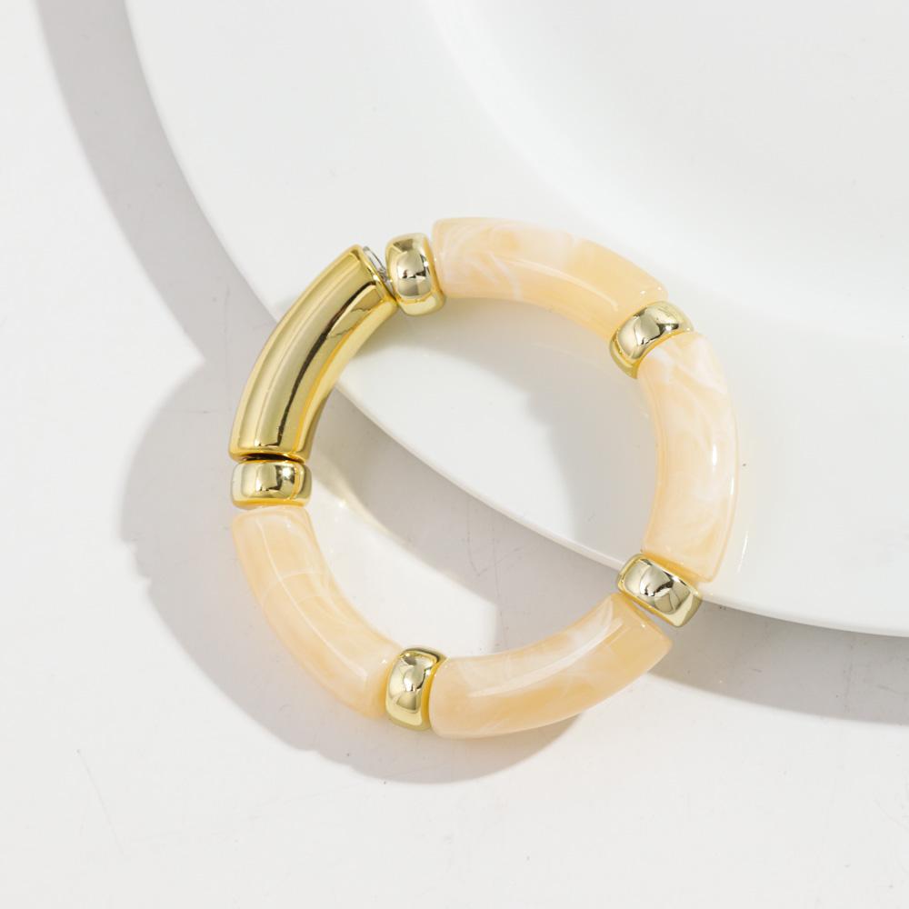 Leopard Colorful Bamboo Curved Tube Bracelets for Women Men Punk Resin Thick Beaded Elastic Stackable Bangles Retro Jewelry Gift