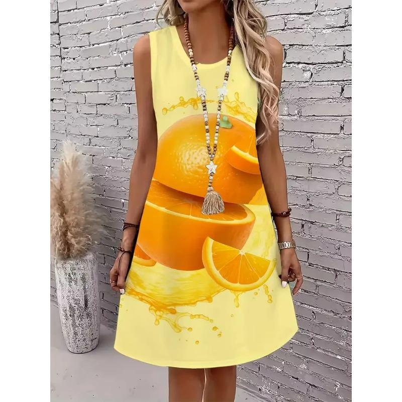 Ärmelloses bedrucktes Sommerkleid ohne Taschen