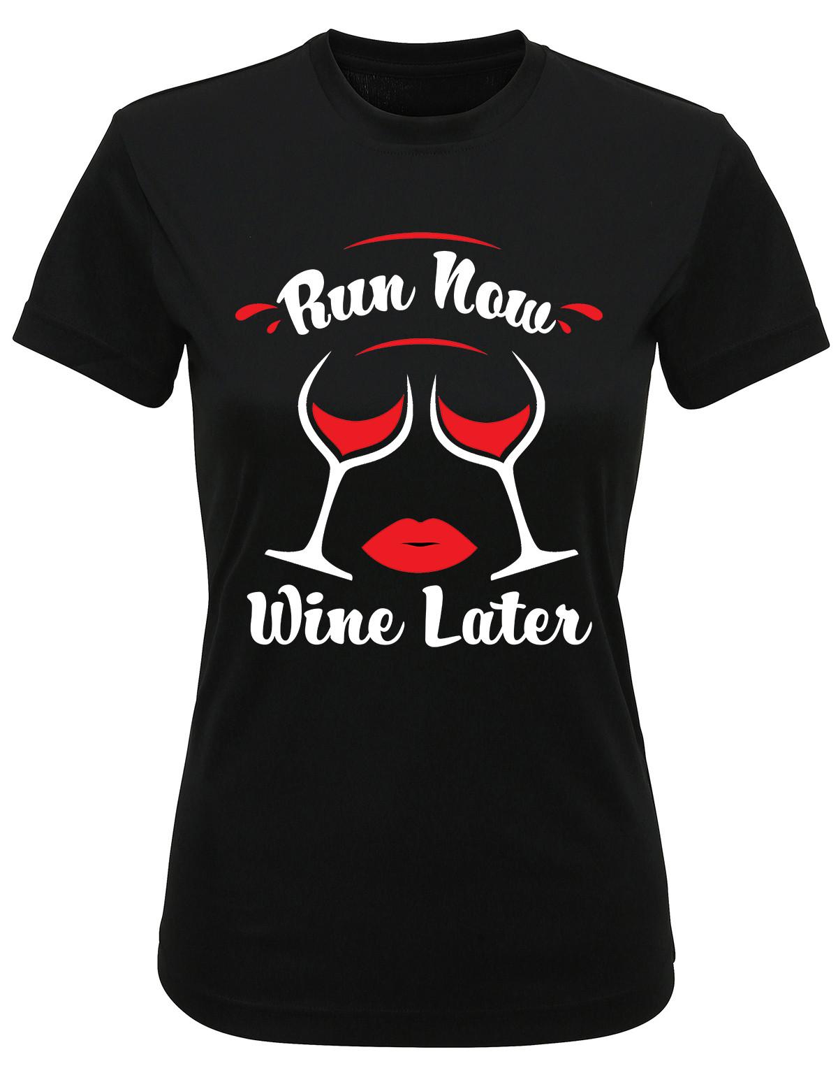 Womens Recycled Performance T-Shirt Mens Womens Tees Top RUN Now WINE Later Funny Running Jog TriDri 3XL