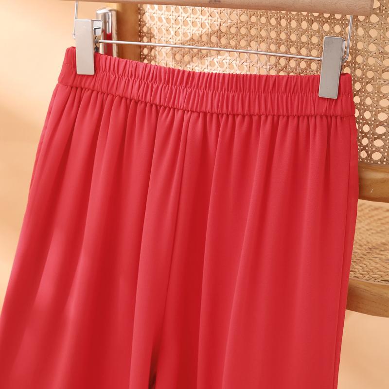 Summer Chiffon Wide Leg Trousers Women Fashion High Waist Pants