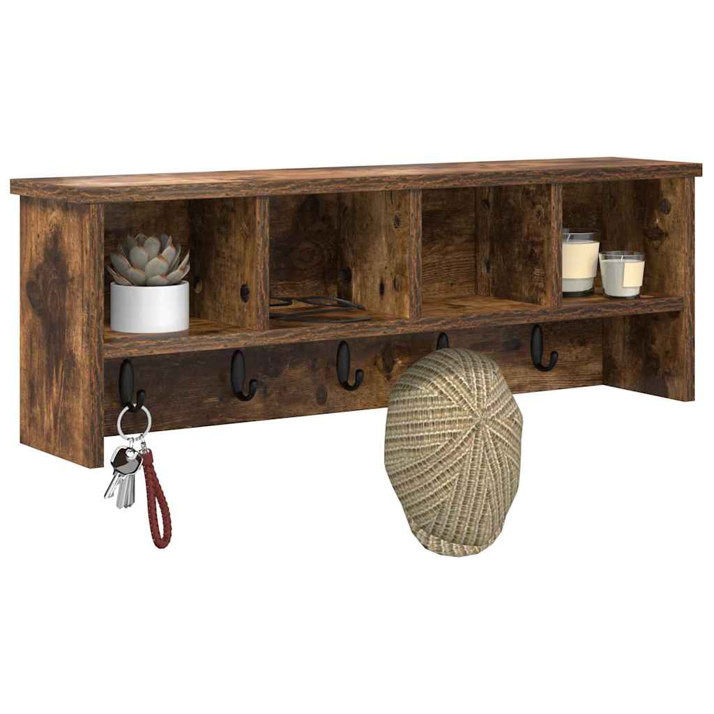 Wall mounted nightstand smoked oak 75 x 16 x 26 cm